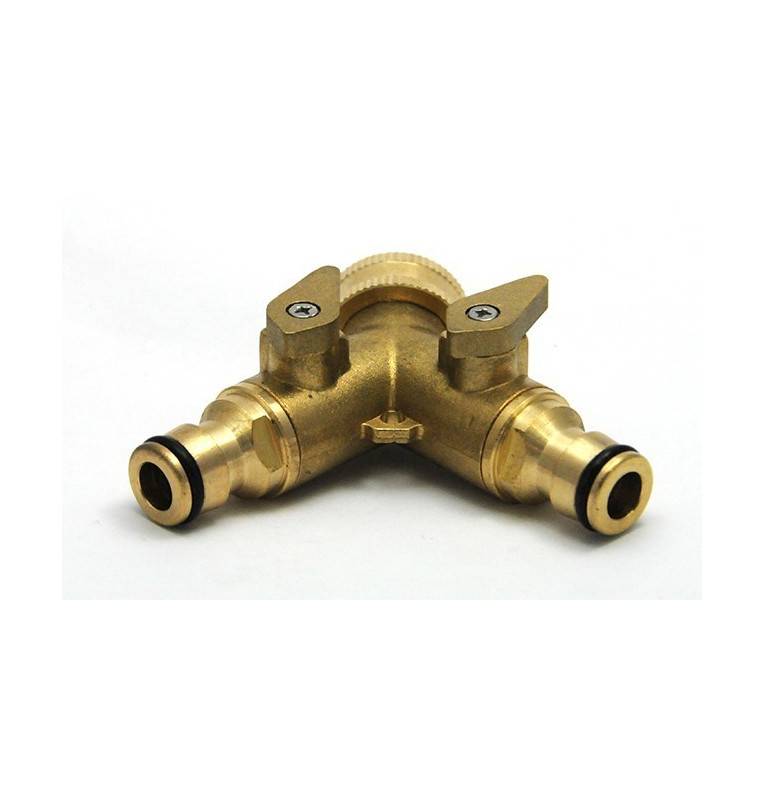 Y-connector brass double male outlet quick coupling