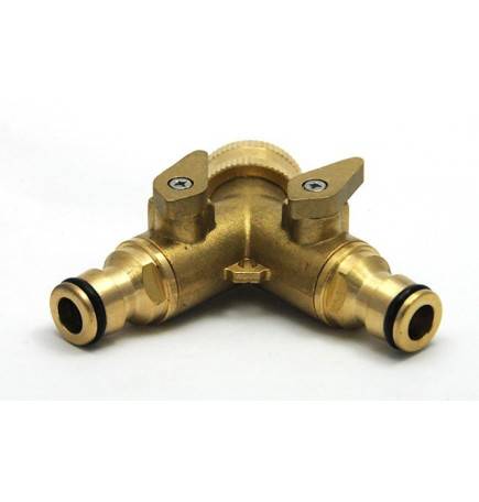 Y-connector brass double male outlet quick coupling