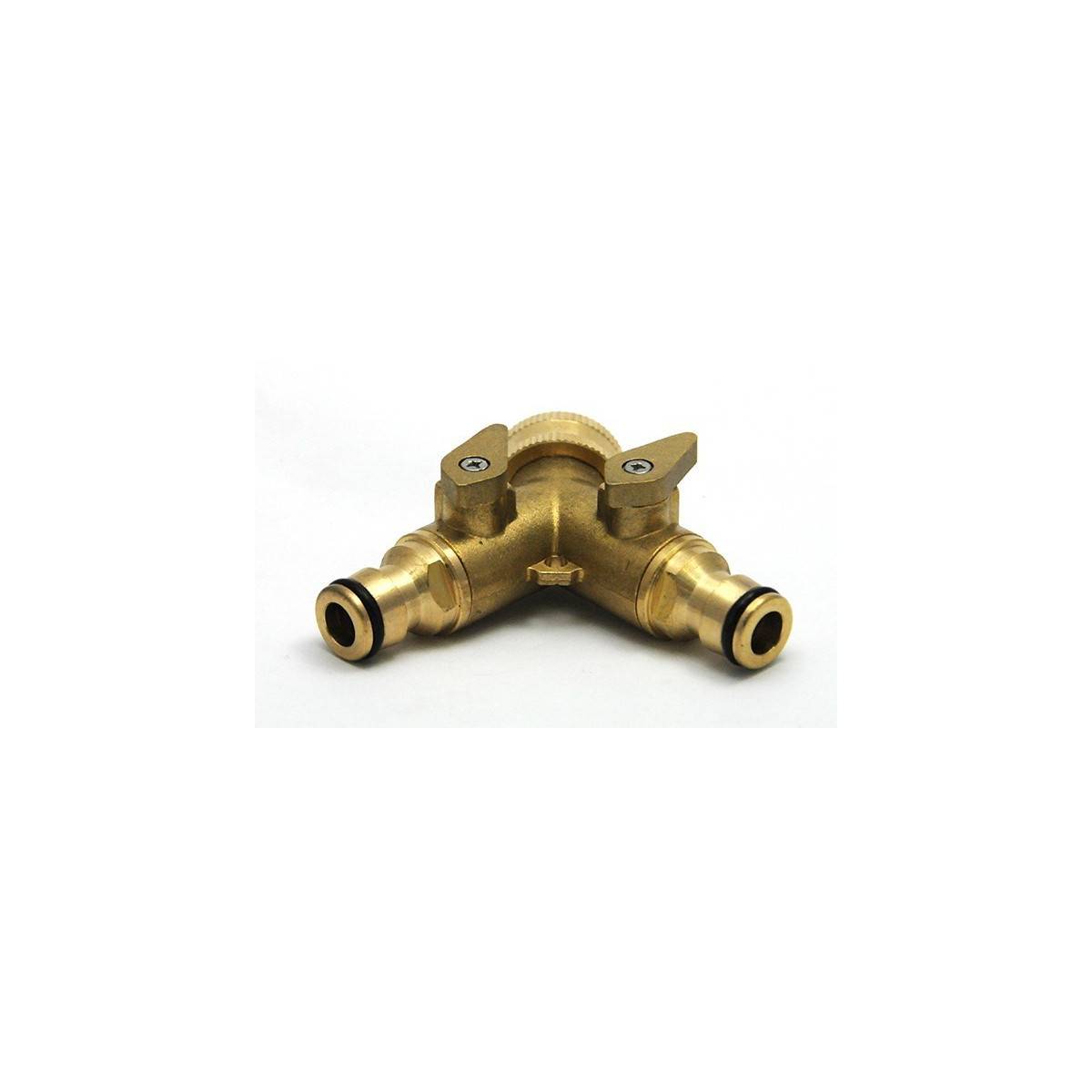 Y-connector brass double male outlet quick coupling