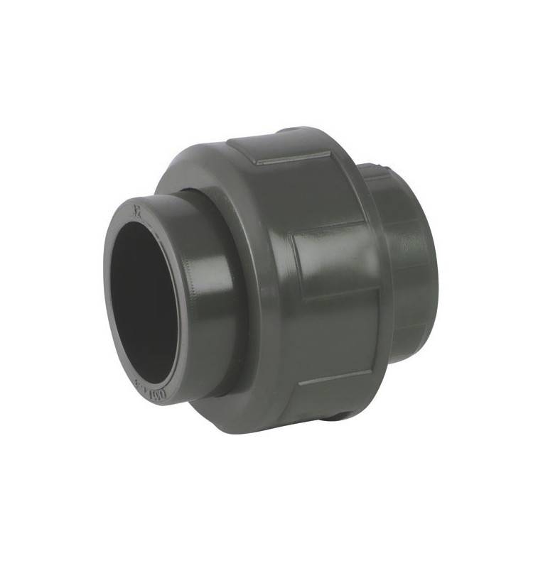 Union 3 pieces Female / female in PVC with O-ring in EPDM