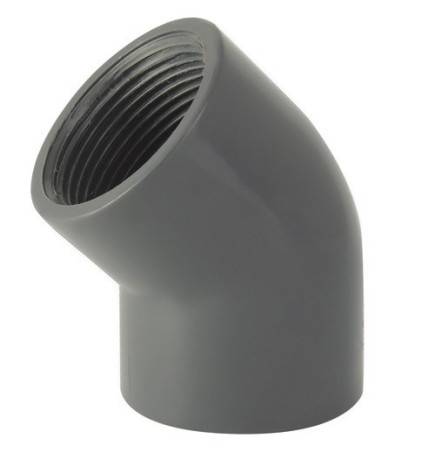 45 ° elbow female / female to screw in PVC