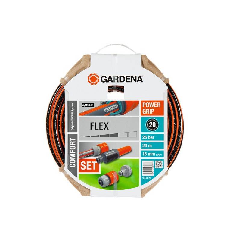 Tuyau d'arrosage Comfort FLEX 15 mm 20ml - GARDENA avec jeu de raccords