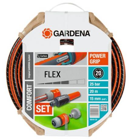 Tuyau d'arrosage Comfort FLEX 15 mm 20ml - GARDENA avec jeu de raccords