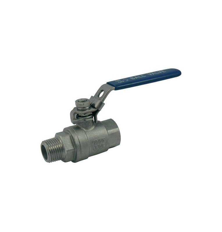 Ball valve 2 pieces - 316 stainless steel body - male female