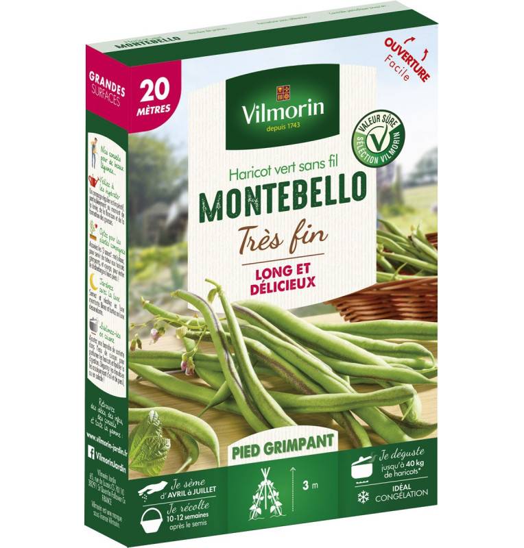 Green bean Montebello wireless very fine - 20 meters - Vilmorin