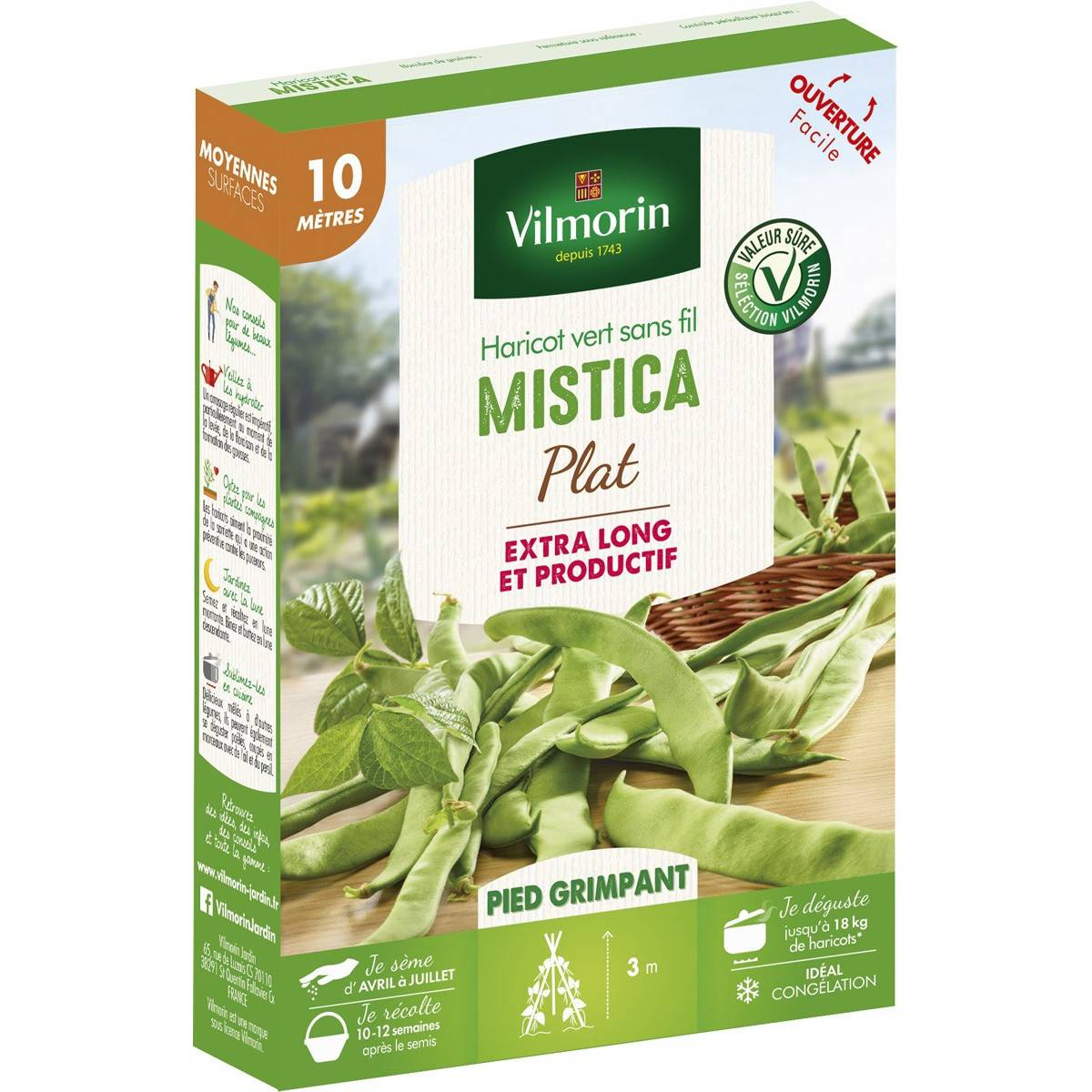 plato de judías verdes sin hilos MISTICA - 10 metros - Vilmorin