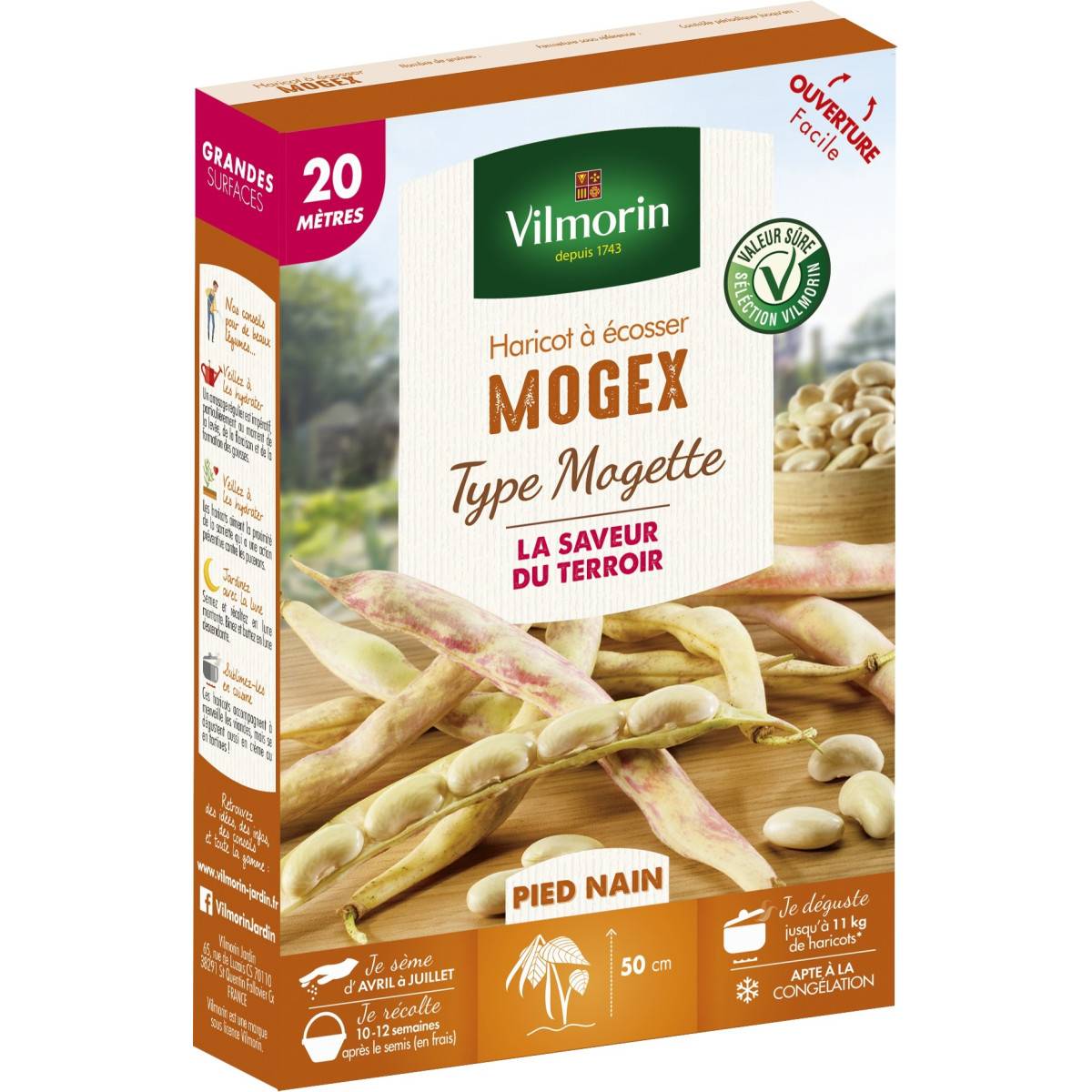 Haricot à écosser Mogex type Mogette 20 mètres