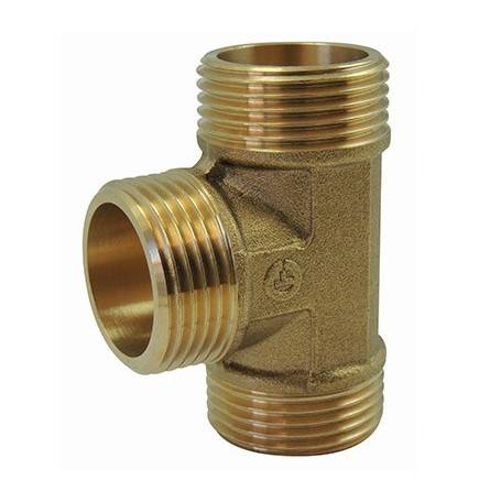 Screw-in brass fitting: Equal tee Male / Male / Male