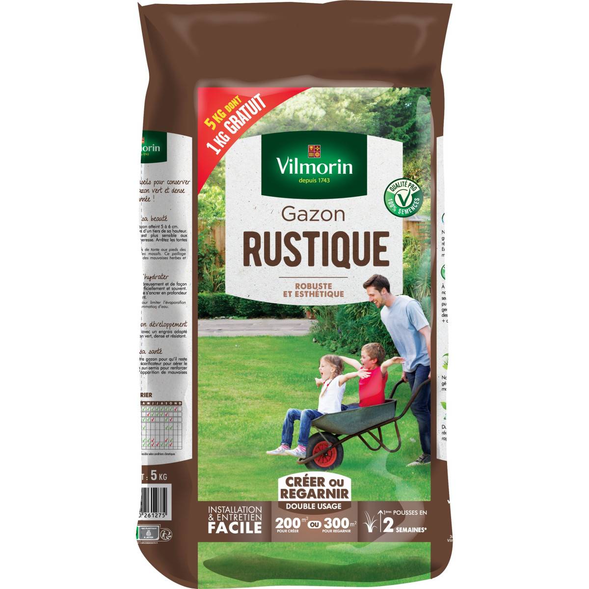 Gazon rustique 5kgs dont 1kg gratuit