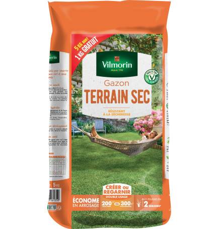 Gazon terrain sec 5 kgs dont 1kg gratuit