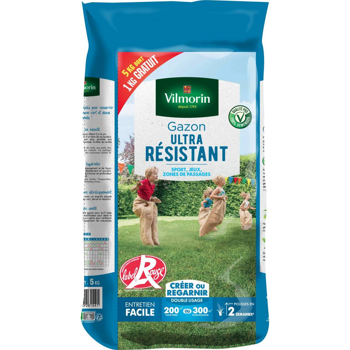 Gazon ultra résistant 5kgs dont 1kg gratuit