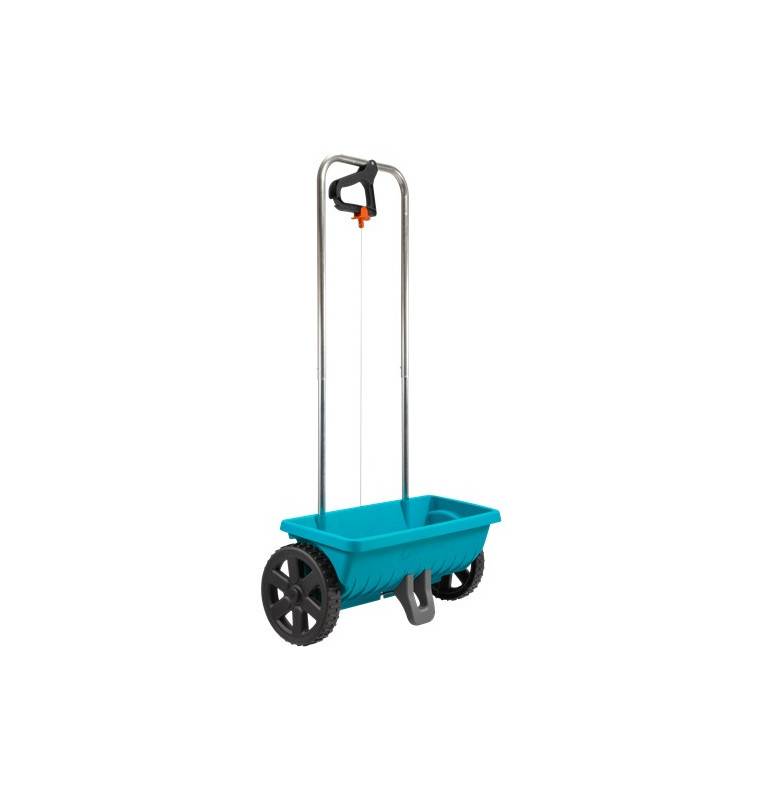 Fertilizer spreader or lawn L on wheels Gardena