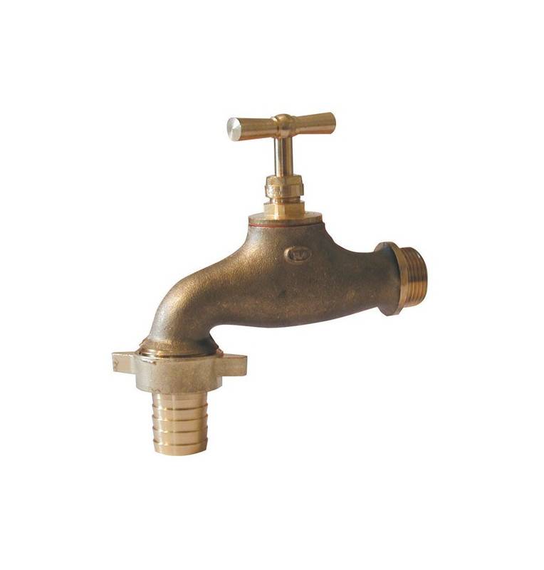 Brushed brass watering tap with fluted outlet 15mm