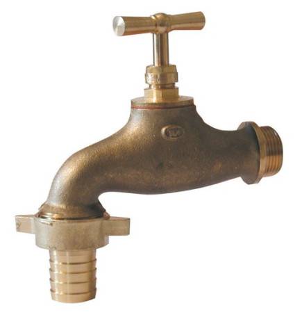 Brushed brass watering tap with fluted outlet 15mm