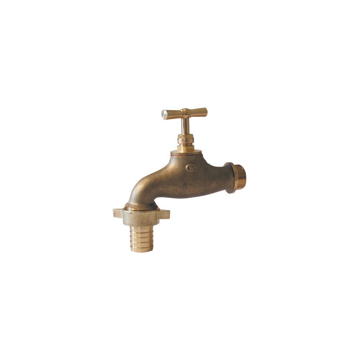 Brushed brass watering tap with fluted outlet 15mm