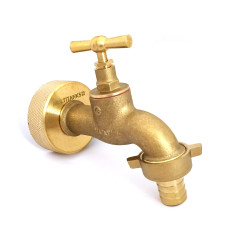 S60x6 brass fitting with brass tap and 19mm fluted outlet