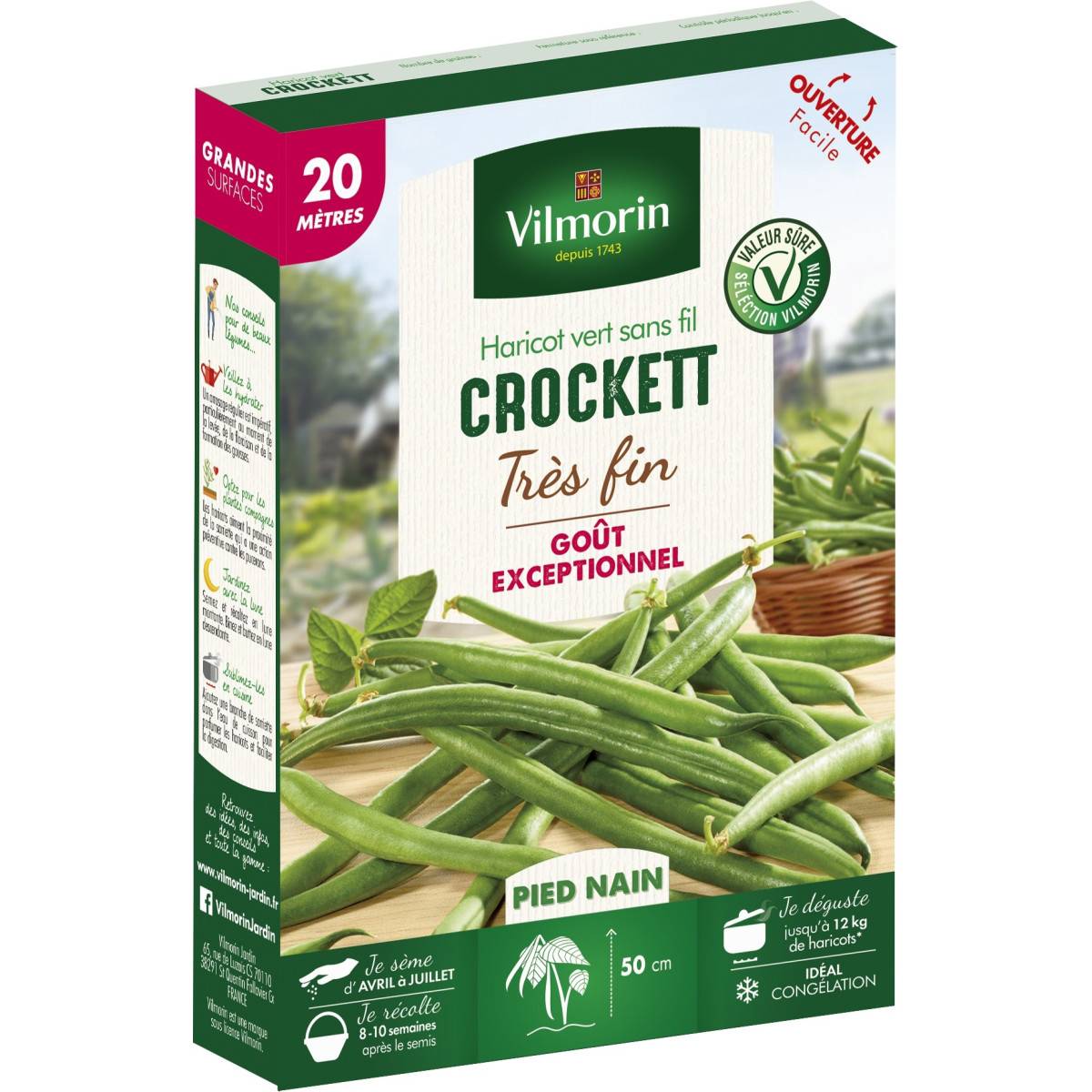 Haricot vert sans fil Crockett très fin 20 mètres