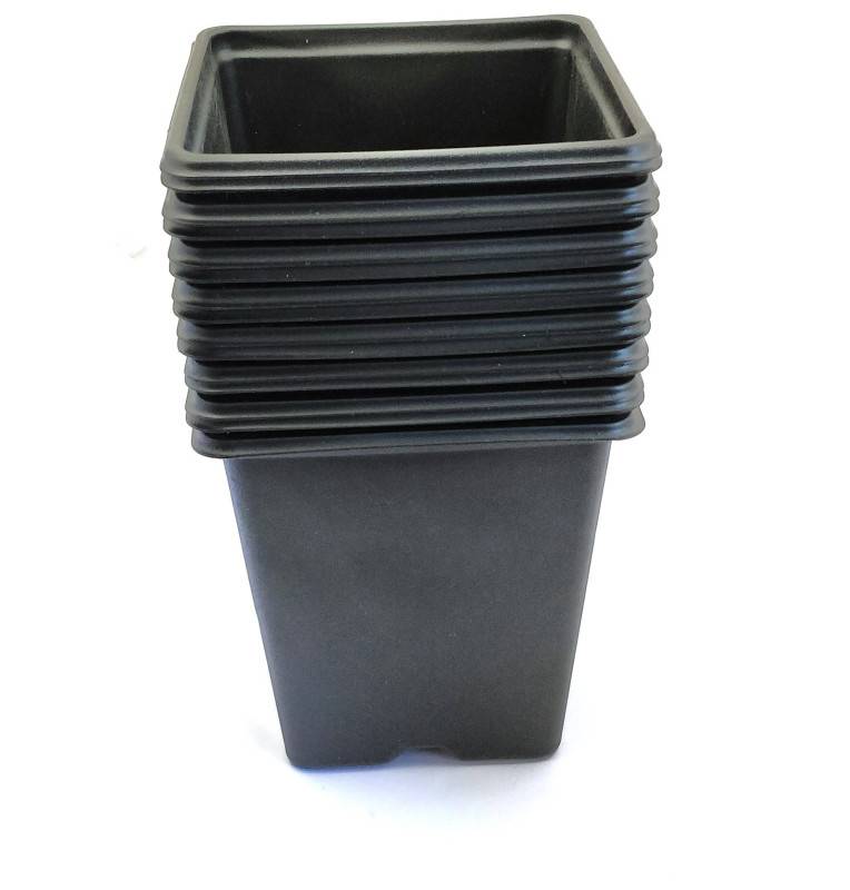 Pack de 15 Godets carrés noir en plastique 9cm