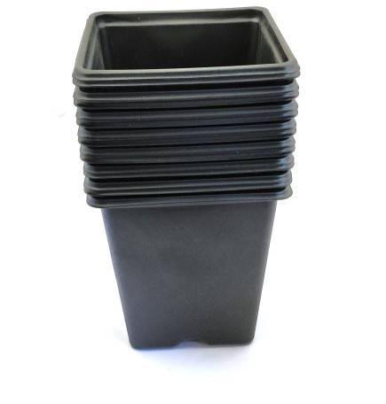 Pack de 15 Godets carrés noir en plastique 9cm