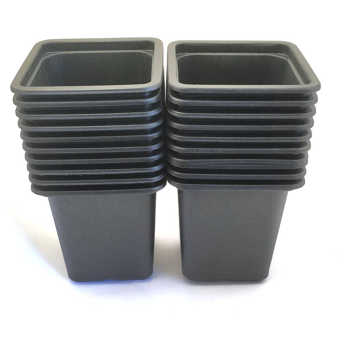 Pack of 20 Square Buckets black plastic 7cm