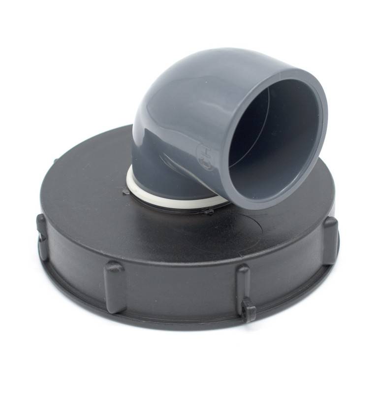 Lid 15cm with 90 ° PVC elbow for IBC tank 1000 liters