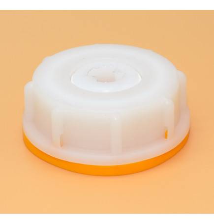 Female cap S60x6 (din61) with 3/4 inch tapping and tamper evident ring