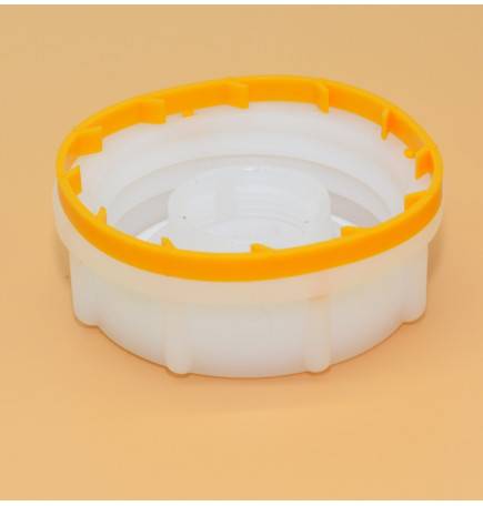 Female cap S60x6 (din61) with 3/4 inch tapping and tamper evident ring