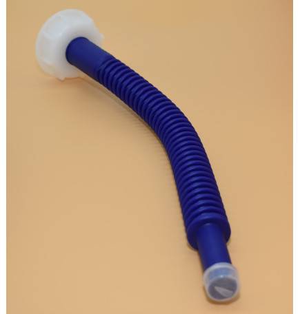 Blue drain hose length 38cm with female nut S60x6 (din 61) - 20mm outlet