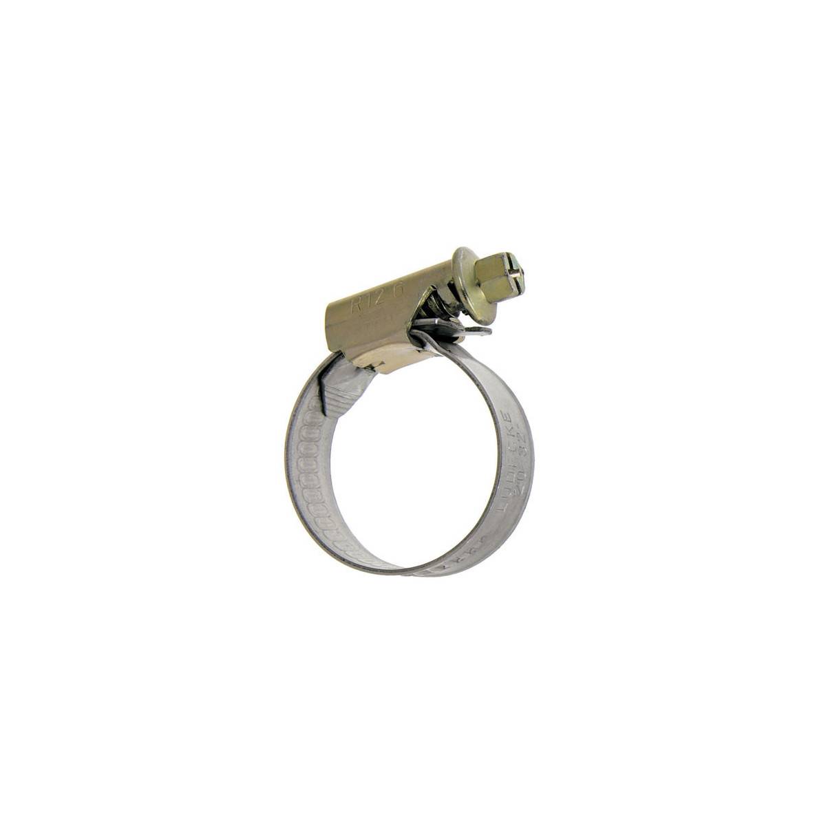 Zinc plated steel clamp, yellow chrome with hexagonal slotted screw