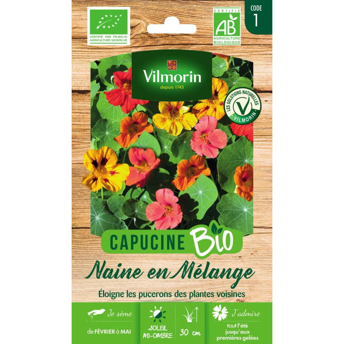 Sachet graines Capucine Naine en mélange BIO - Tropaeolum majus