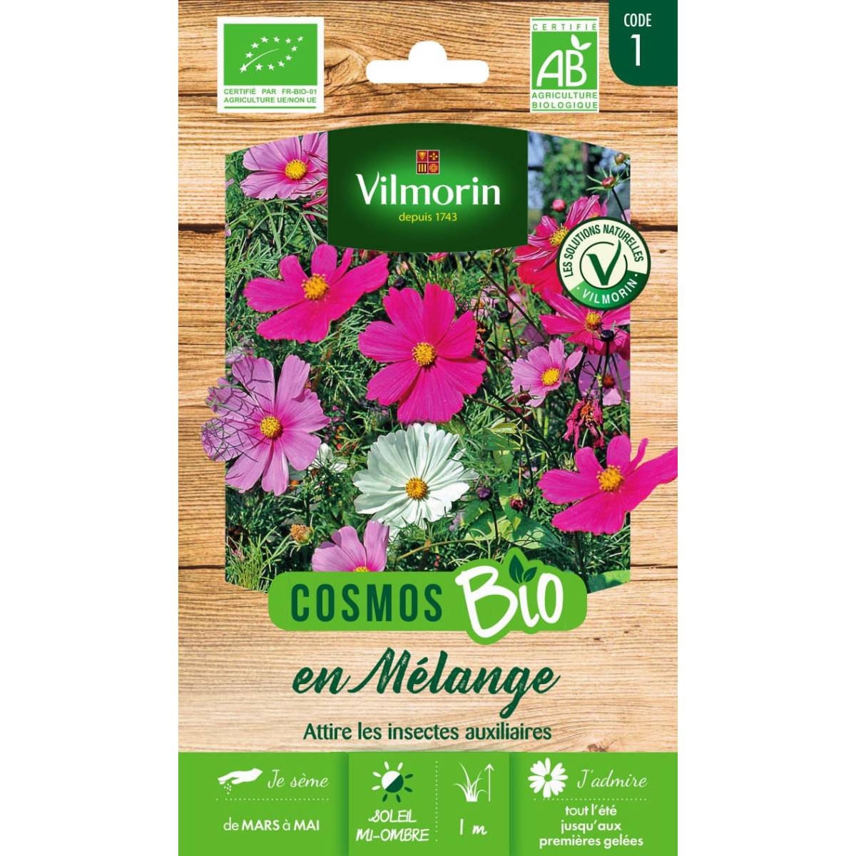 Sachet graines Cosmos en mélange BIO - Cosmos bipinnatus