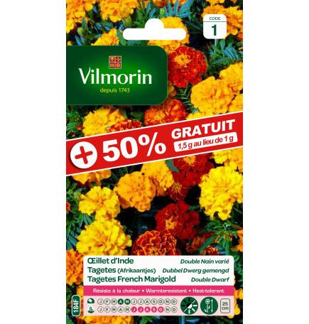 Sachet graines Oeillet d'inde Double Nain Varié 50% Gratuit - Tagetes erecta