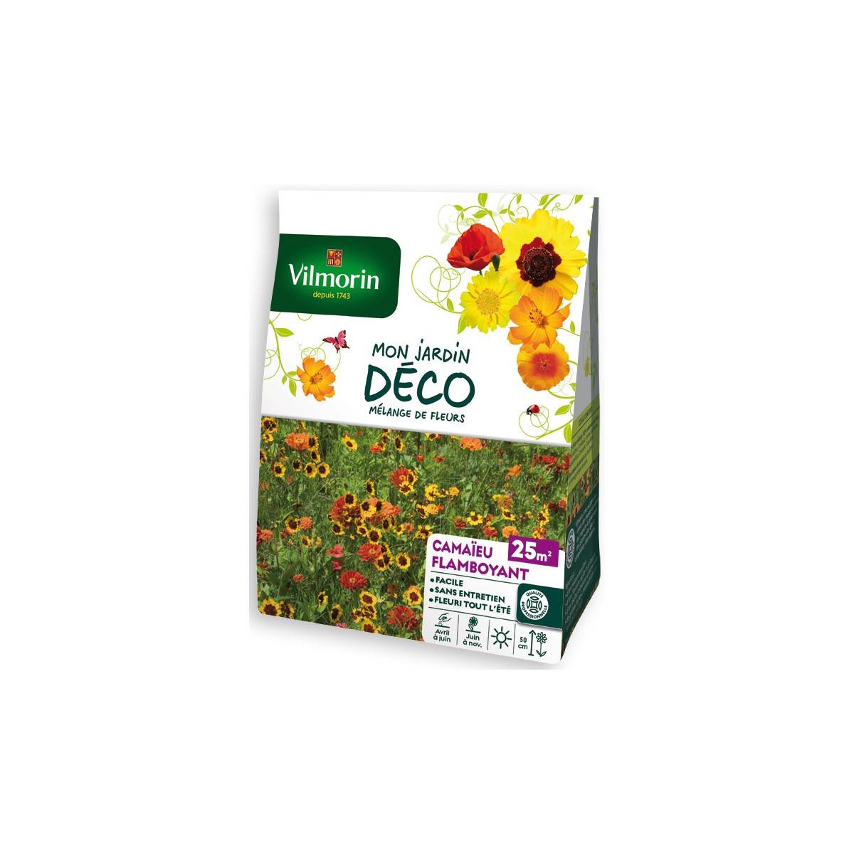 Sachet graines Mélange de fleurs Camaïeu Flamboyant 25m2