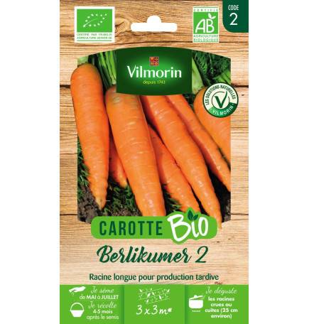 Sachet graines Carotte Berlikum 2 BIO - Daucus carota