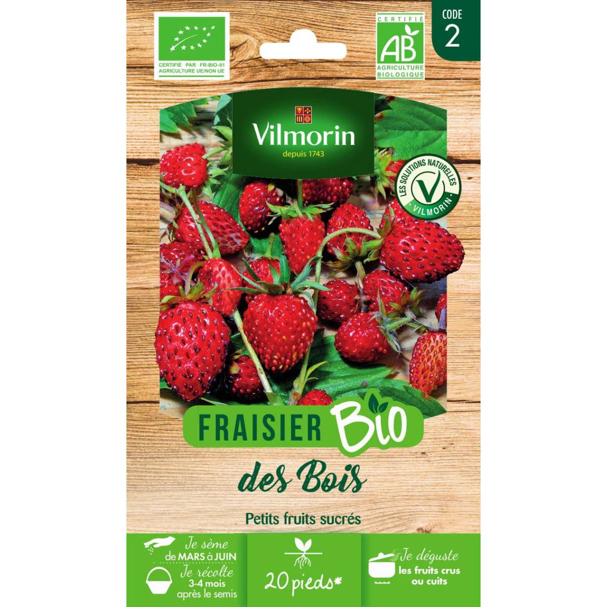 Sachet graines Fraisier des Bois BIO - Fragaria vesca