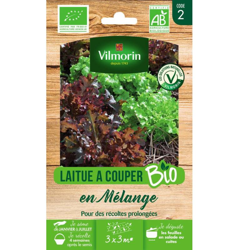 Sachet graines Laitues ç couper en Mélange BIO - Lactuca sativa