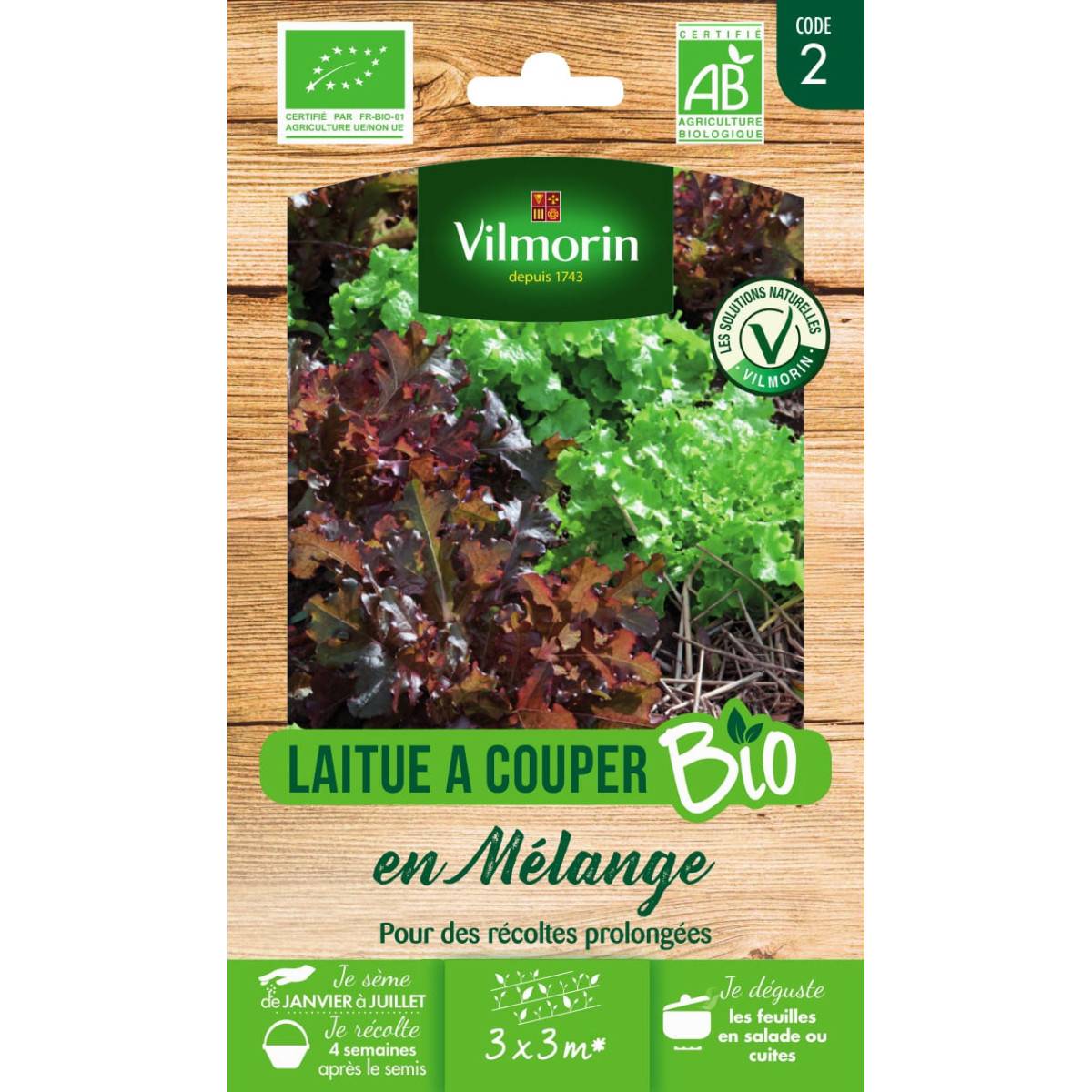 Sachet graines Laitues ç couper en Mélange BIO - Lactuca sativa