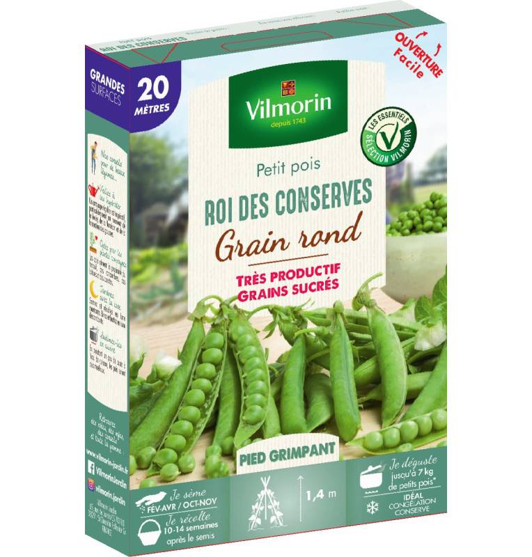 Sachet graines Pois ROI DES CONSERVES 5 mètres - Pisum sativum