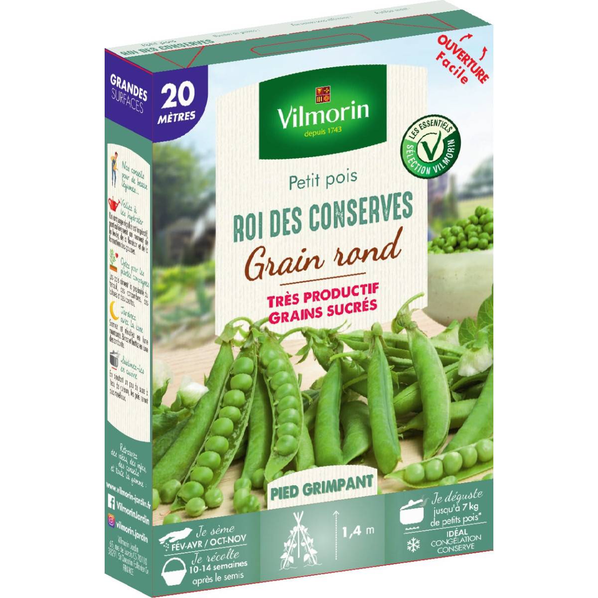 Sachet graines Pois ROI DES CONSERVES 5 mètres - Pisum sativum