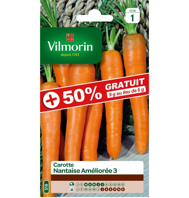 Sachet seeds Carrot Nantaise improved 3