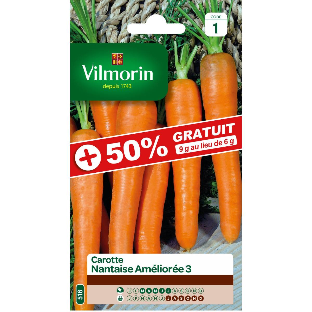 Sachet seeds Carrot Nantaise improved 3