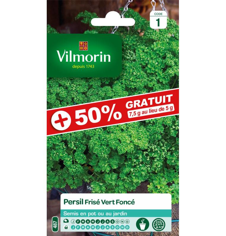 Sachet graines Persil frisé vert foncé +50% GRATUIT