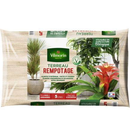 Terreau rempotage plantes d'intérieur vertes et fleuries - Sac de 5 litres