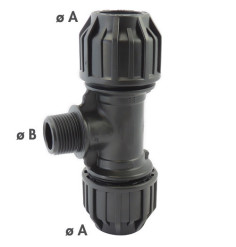 Compression fitting Tee 90 ° with threaded male bypass