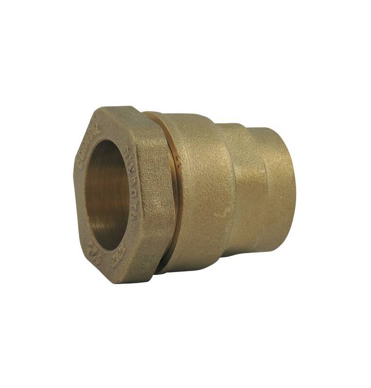 Brass compression fitting for straight PE female pipe - short model