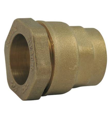 Brass compression fitting for straight PE female pipe - short model