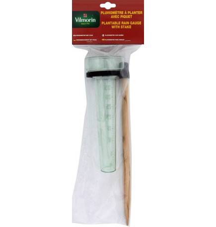 Rain gauge to plant with wooden stake