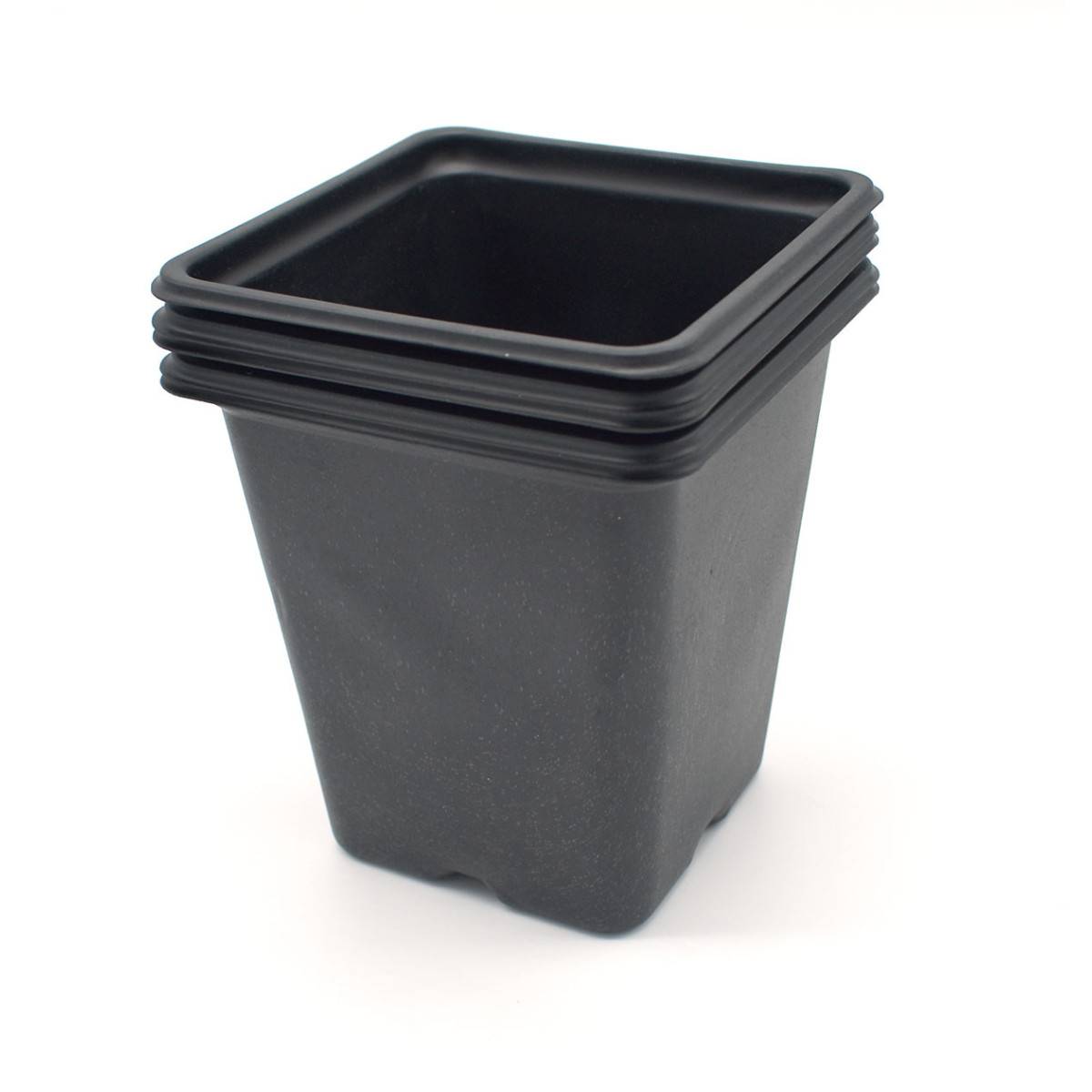 Pack de 15 Godets carrés noir en plastique 9cm