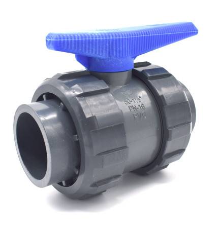 PVC ball valve double union - water serie - female connection to stick