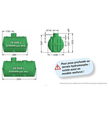 ECOCITER rainwater recovery tank with filter from 15 to 75m3